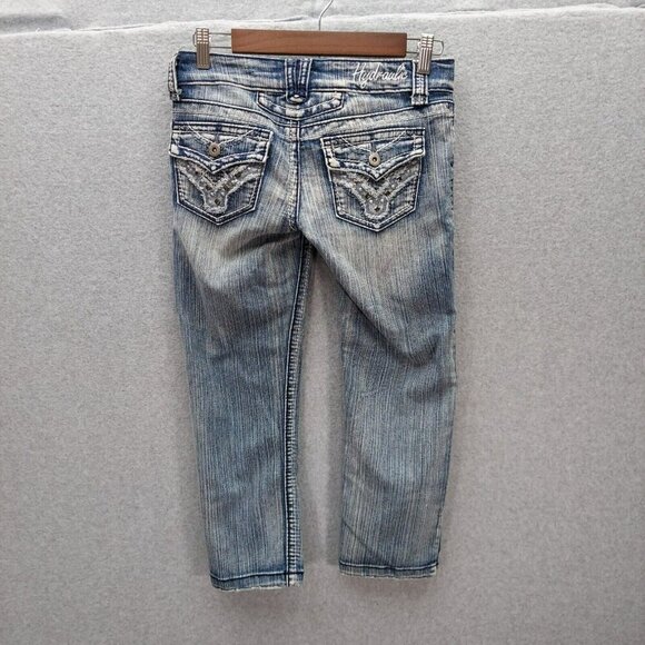 Hydraulic Bailey Straight Leg Heavy Stitch Stretch CROP Jeans Women's Size 3/4 - Picture 2 of 7